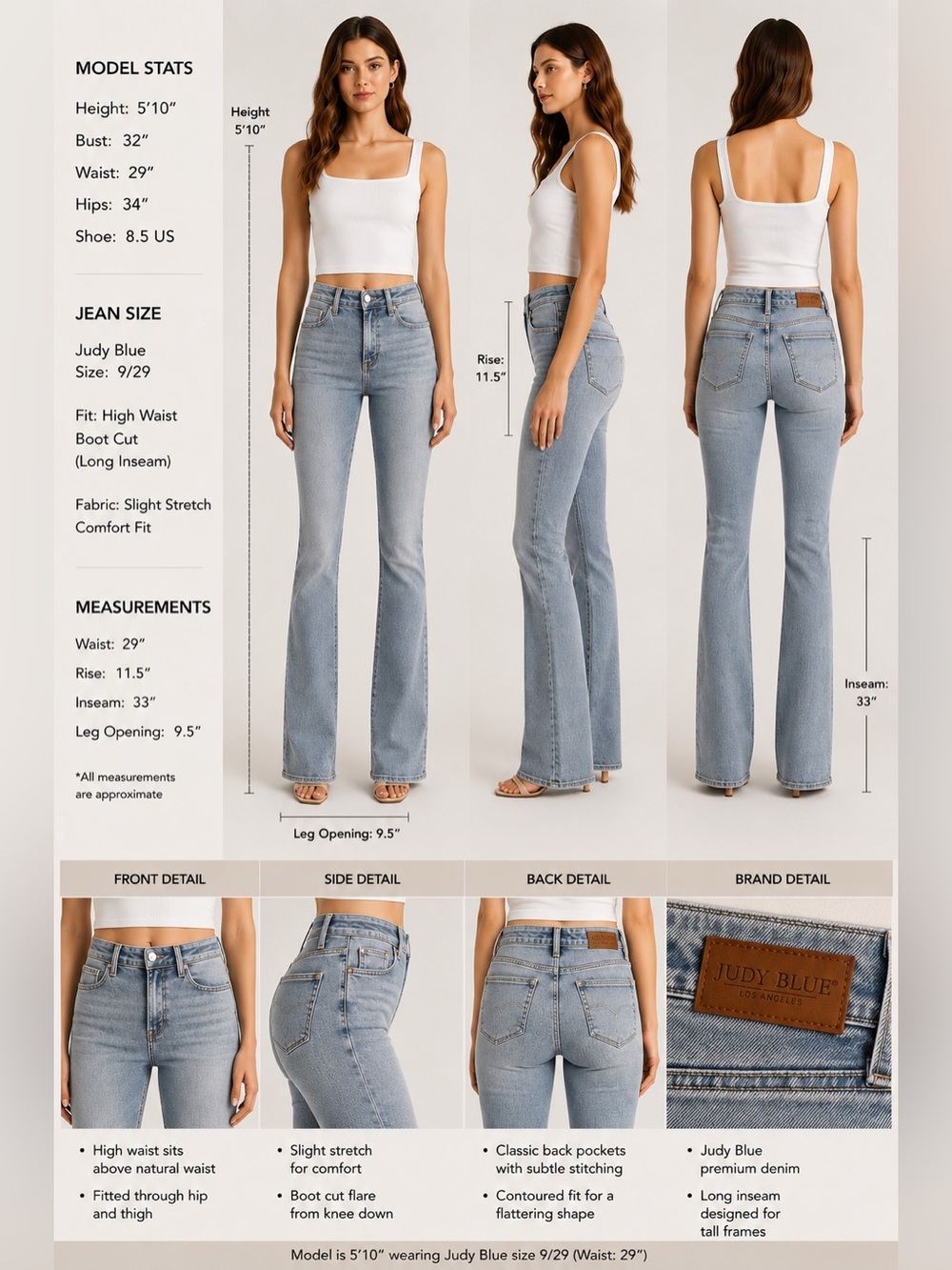 Judy Blue NEW high waist tummy control boot cut size 9/29